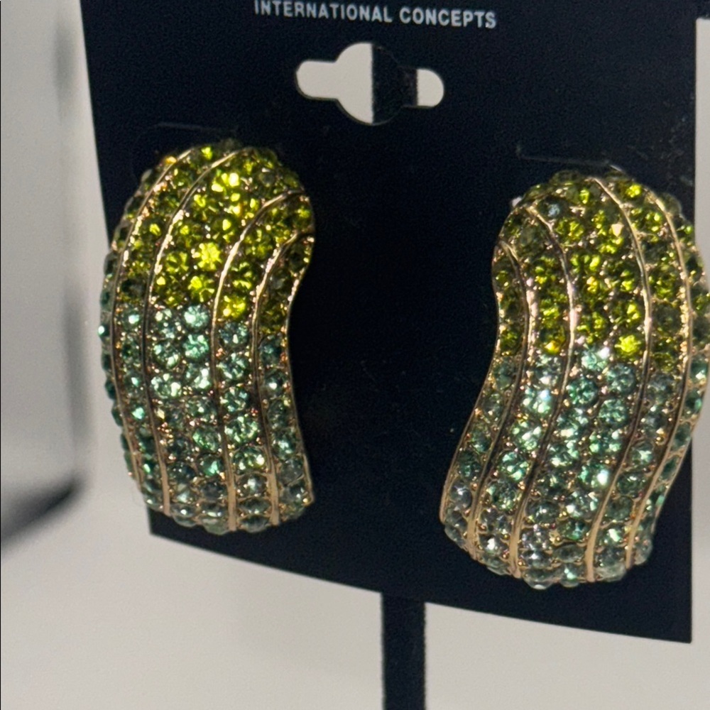🍷3for$20! NWT INC International Concepts Green and Yellow Earrings - Picture 3 of 4